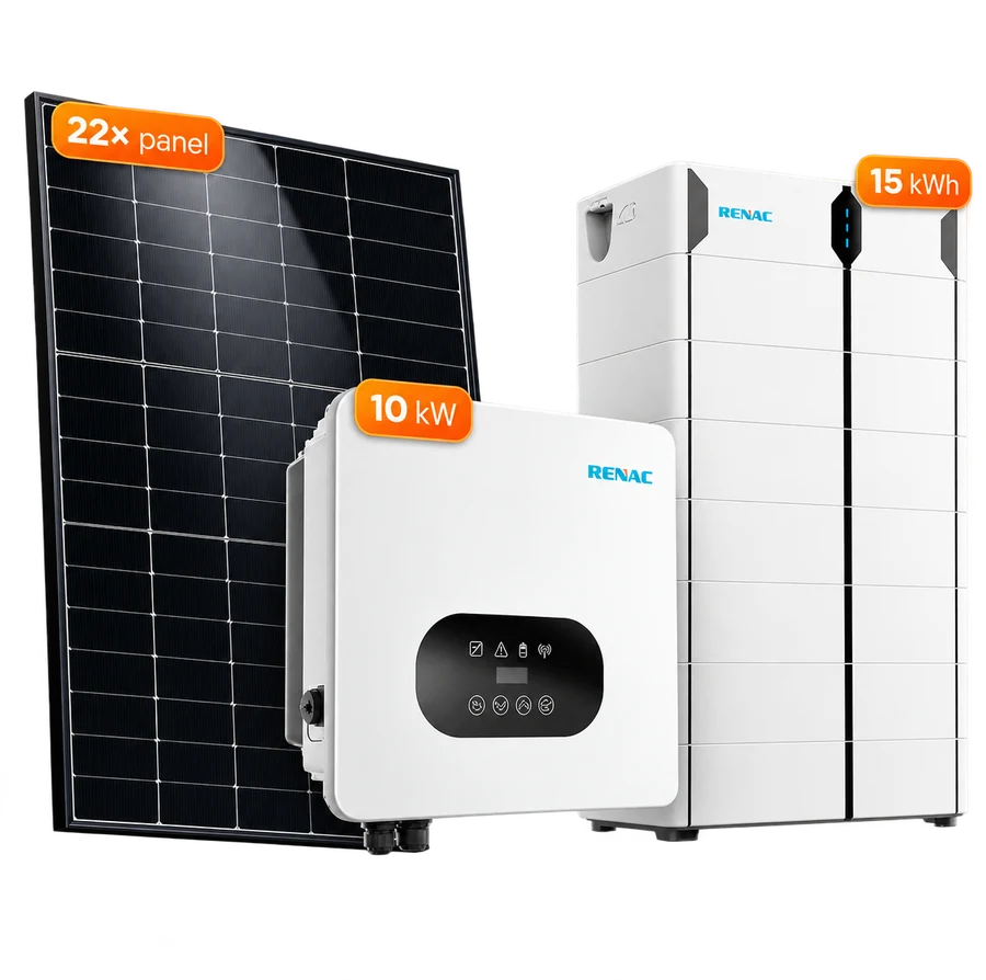 22 GreenHero panel, RENAC 10 kW inverter és 15 kWh Turbo H4 energiatároló